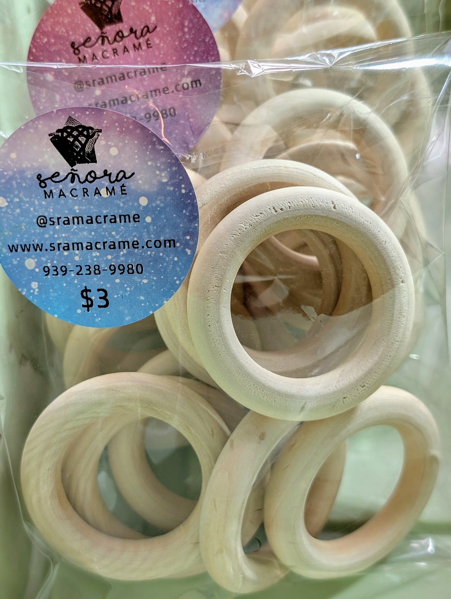 Aros de madera tamaño aleatorio paquete de 5