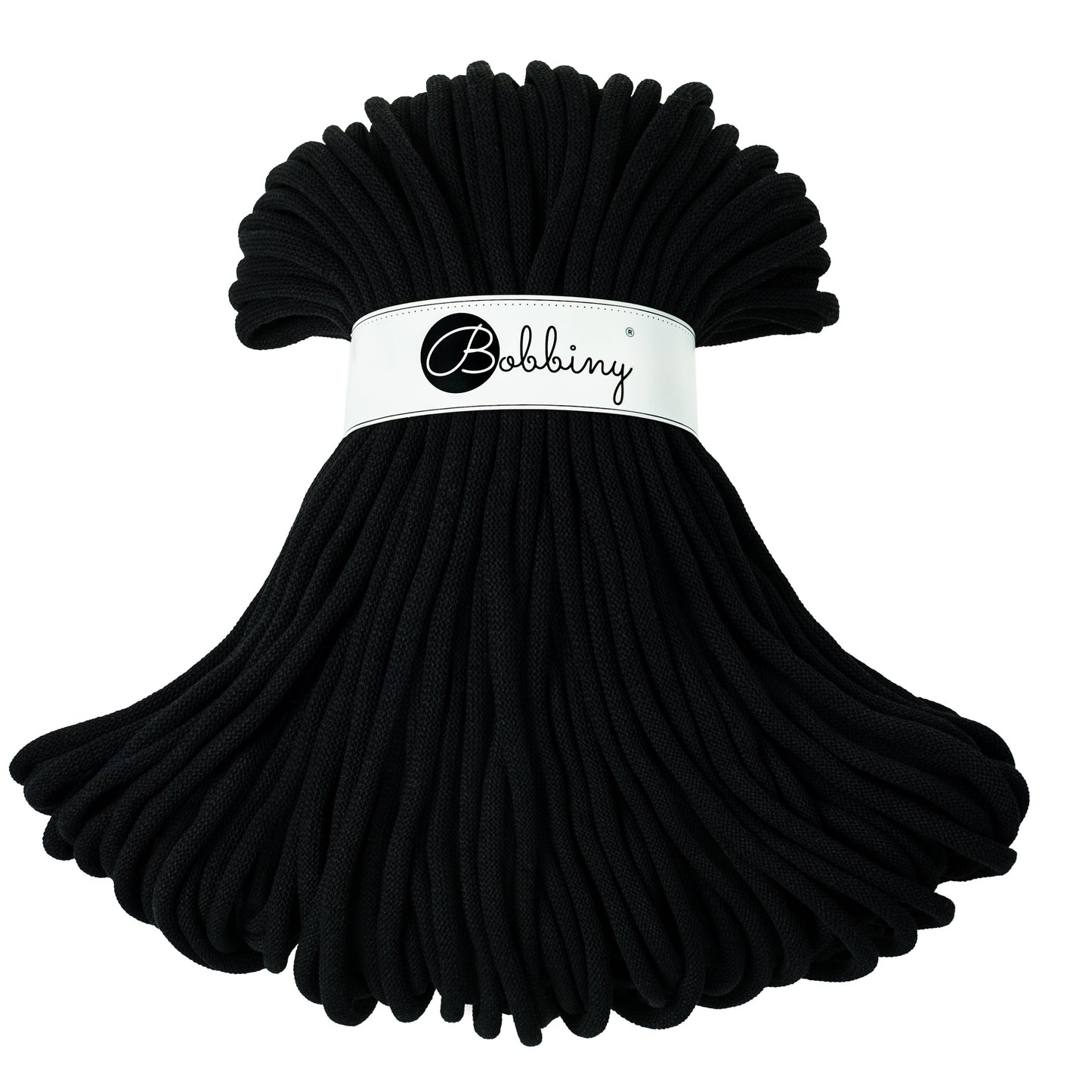 Hilo de macramé o crochet trenzado 9mm, Negro, Black, 108 yardas