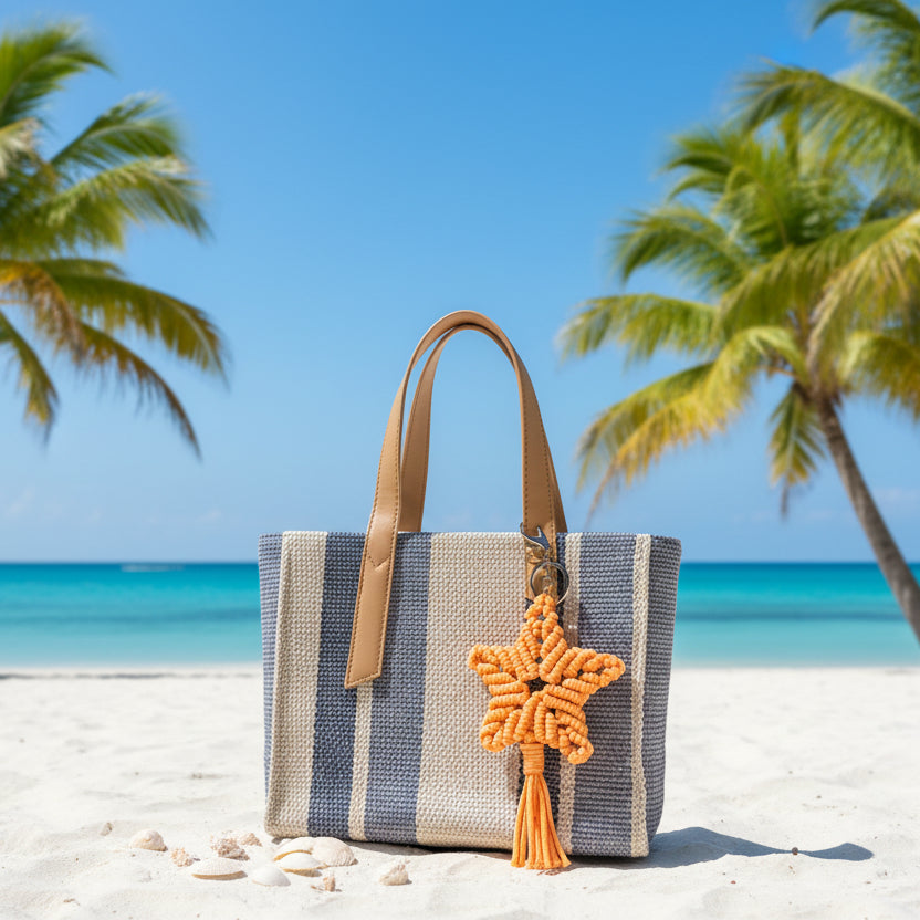 Charm o llavero estrella de Mar en macramé