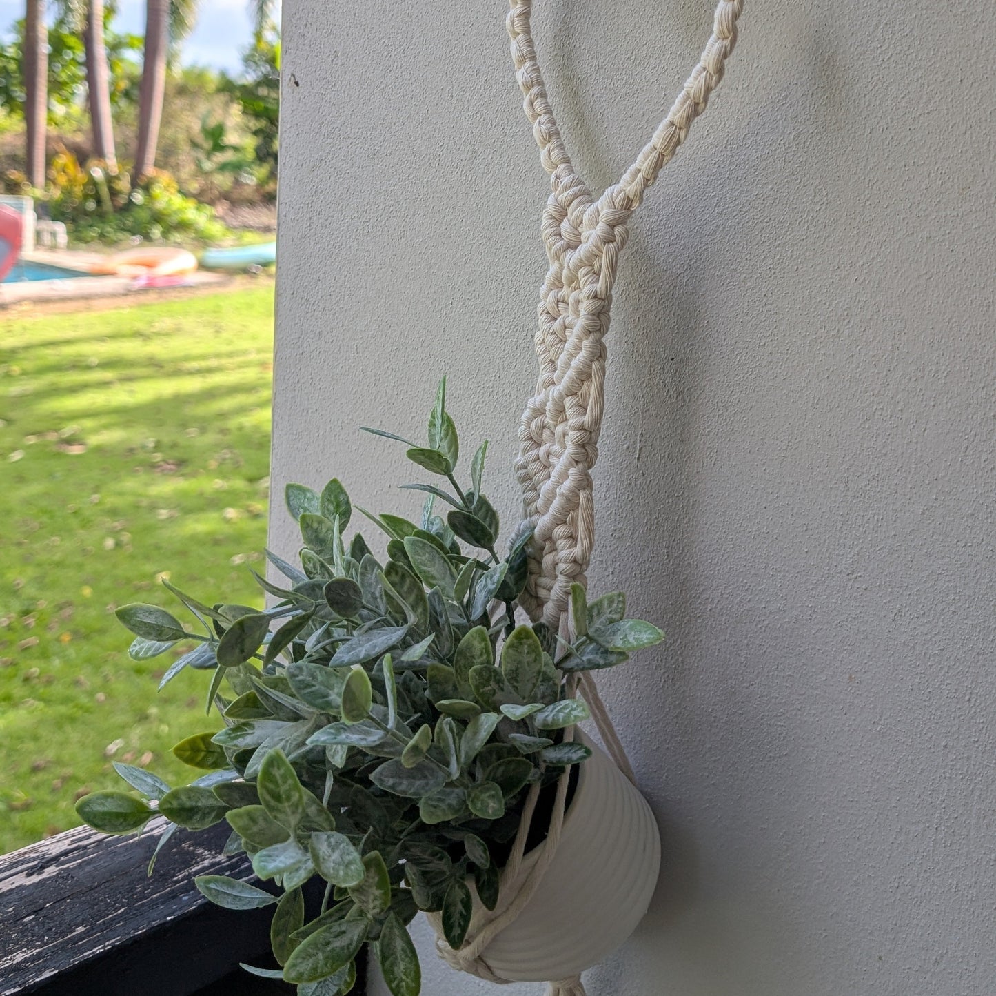 Colgante de plantas en macramé con forma de corazón