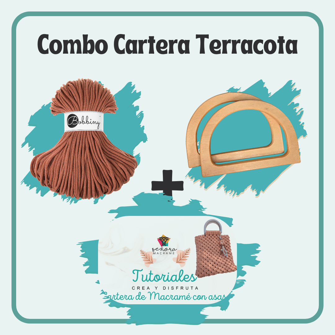 Combo Cartera con Asas Terracota y Tutorial