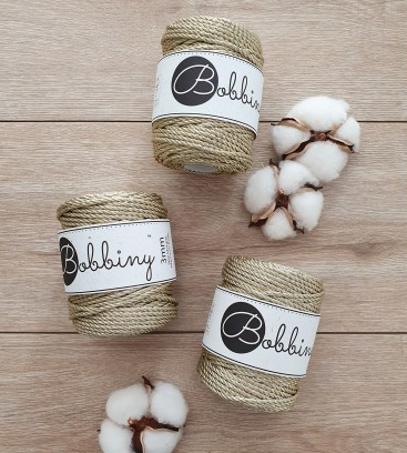 3Ply Metallic Macrame Rope 3mm Gold