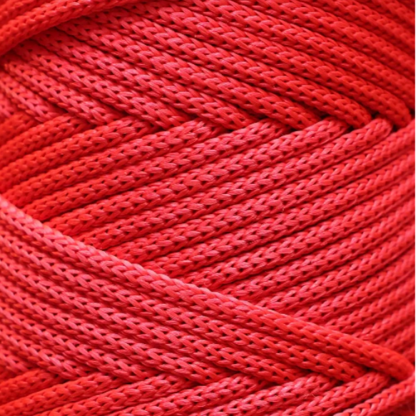Hilo de macramé poliéster trenzado, 5mm, Rojo, 104 yardas