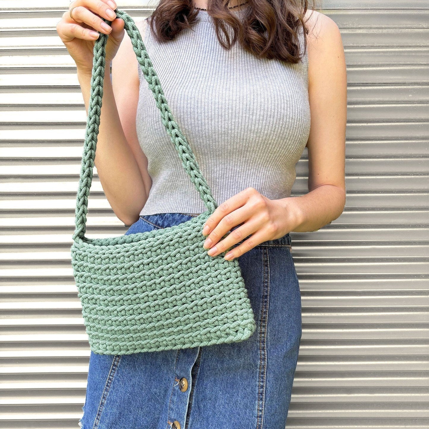 Hilo de macramé o crochet trenzado 5mm, Verde Aloe, 108 yardas