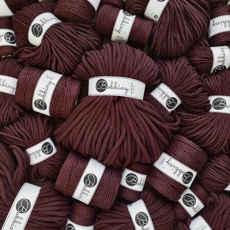 Hilo de macramé o crochet trenzado 5mm, Burgundy, 108 yardas