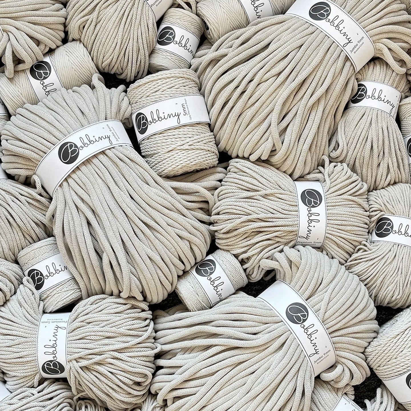 Hilo de macramé o crochet trenzado 5mm, Cachemira Beige, Cashmere Beige, 108 yardas