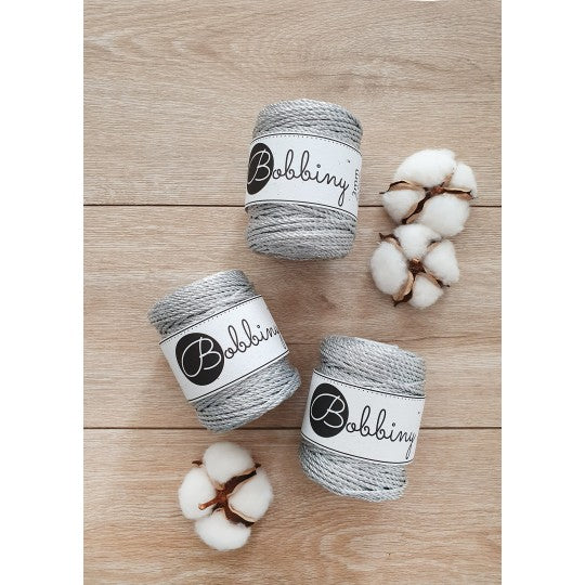 3Ply Metallic Macrame Rope 3mm Silver