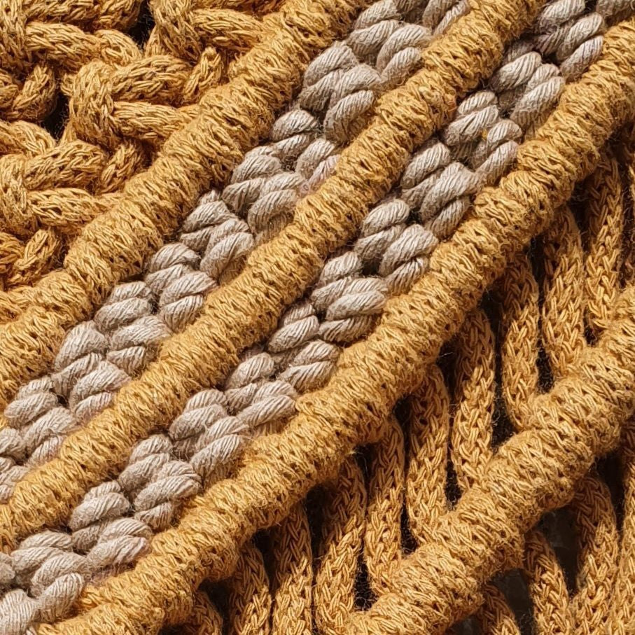 Hilo de macramé o crochet trenzado 5mm, Amarillo Mostaza, Mustard 108 yardas