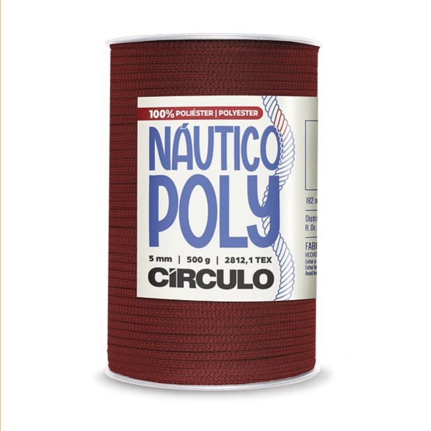 Nautical Circle Poly Yarn, 5mm, macrame, crochet, knitting, Rooibos, Burgundy, 200 yards, 4177