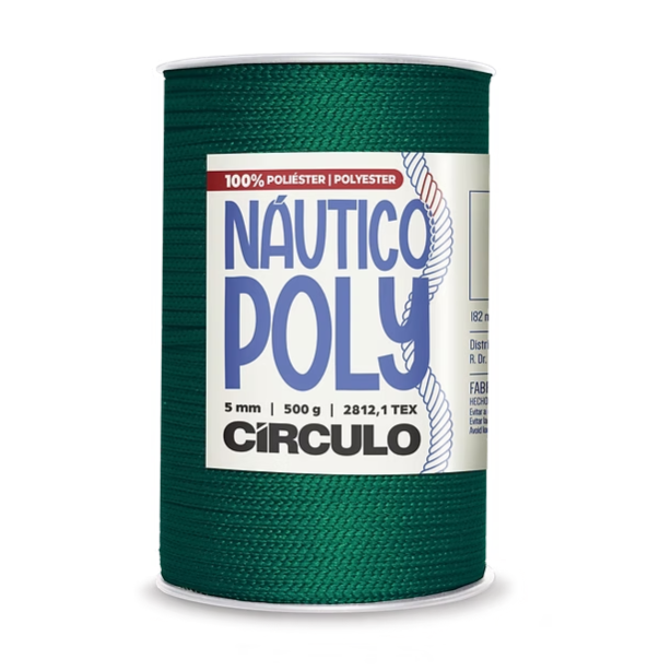 Nautical Circle Poly Yarn, 5mm, Macrame, Crochet, Knitting, Emerald Green, 200 yards, 5363