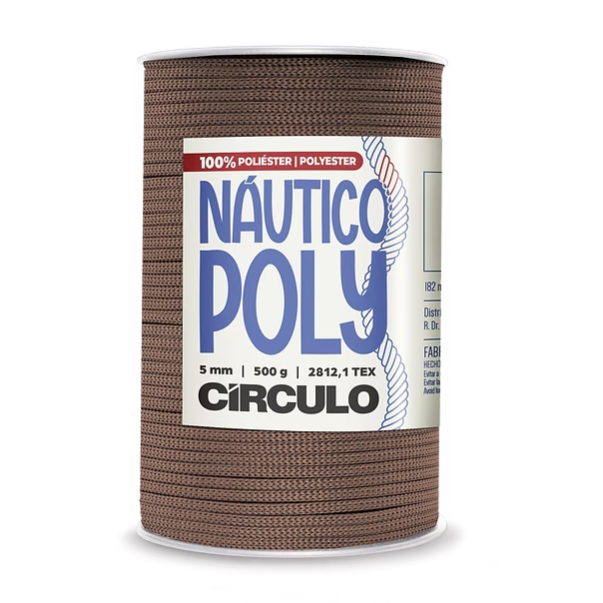 Circulo Nautical Poly Cord, 5mm, Macrame, Crochet, Knitting, Cameo, Brown, 200 Yards, 3201