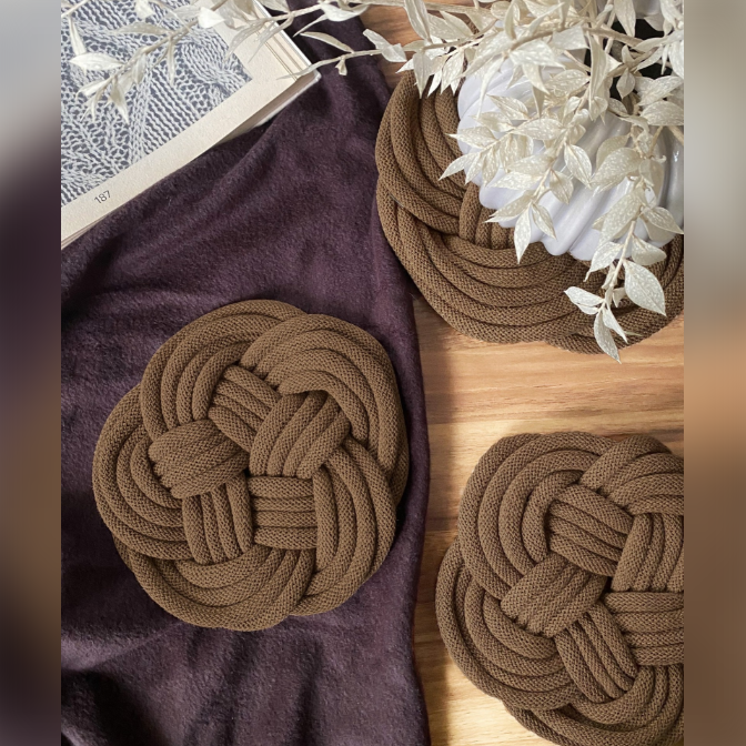 Hilo de macramé o crochet trenzado 9mm, Marrón Nuez, Nut Brown, 108 yardas