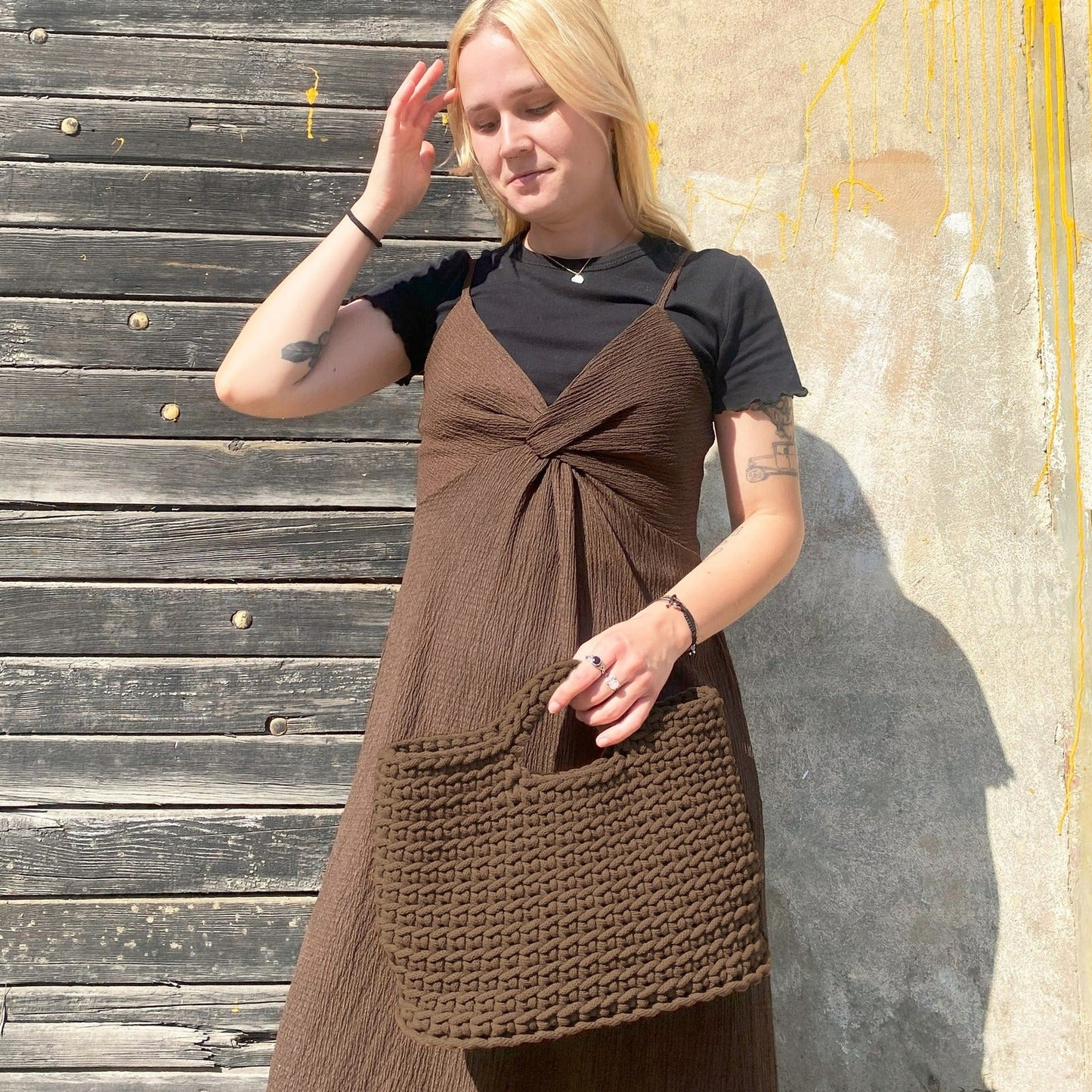 Hilo de macramé o crochet trenzado 5mm, Marrón Nuez, Nut Brown, 108 yardas