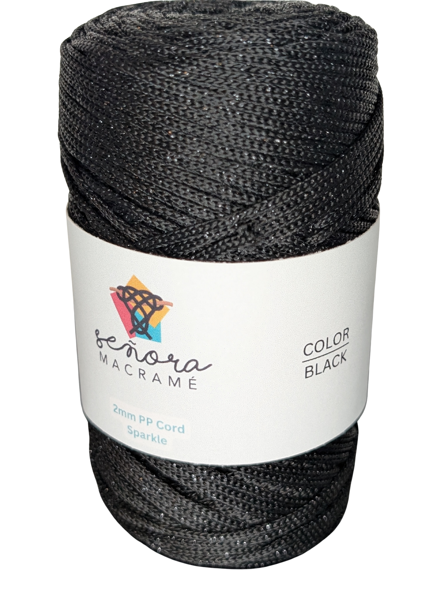 Hilo sintético con brillo 2mm Sparkle Black