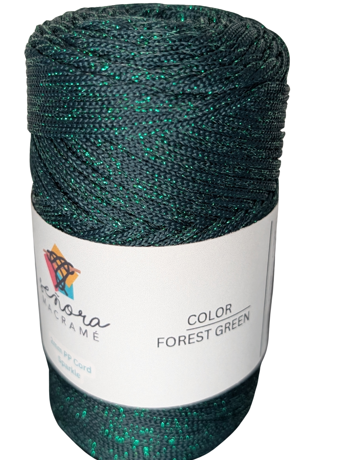 Hilo sintético con brillo 2mm Sparkle Forest Green