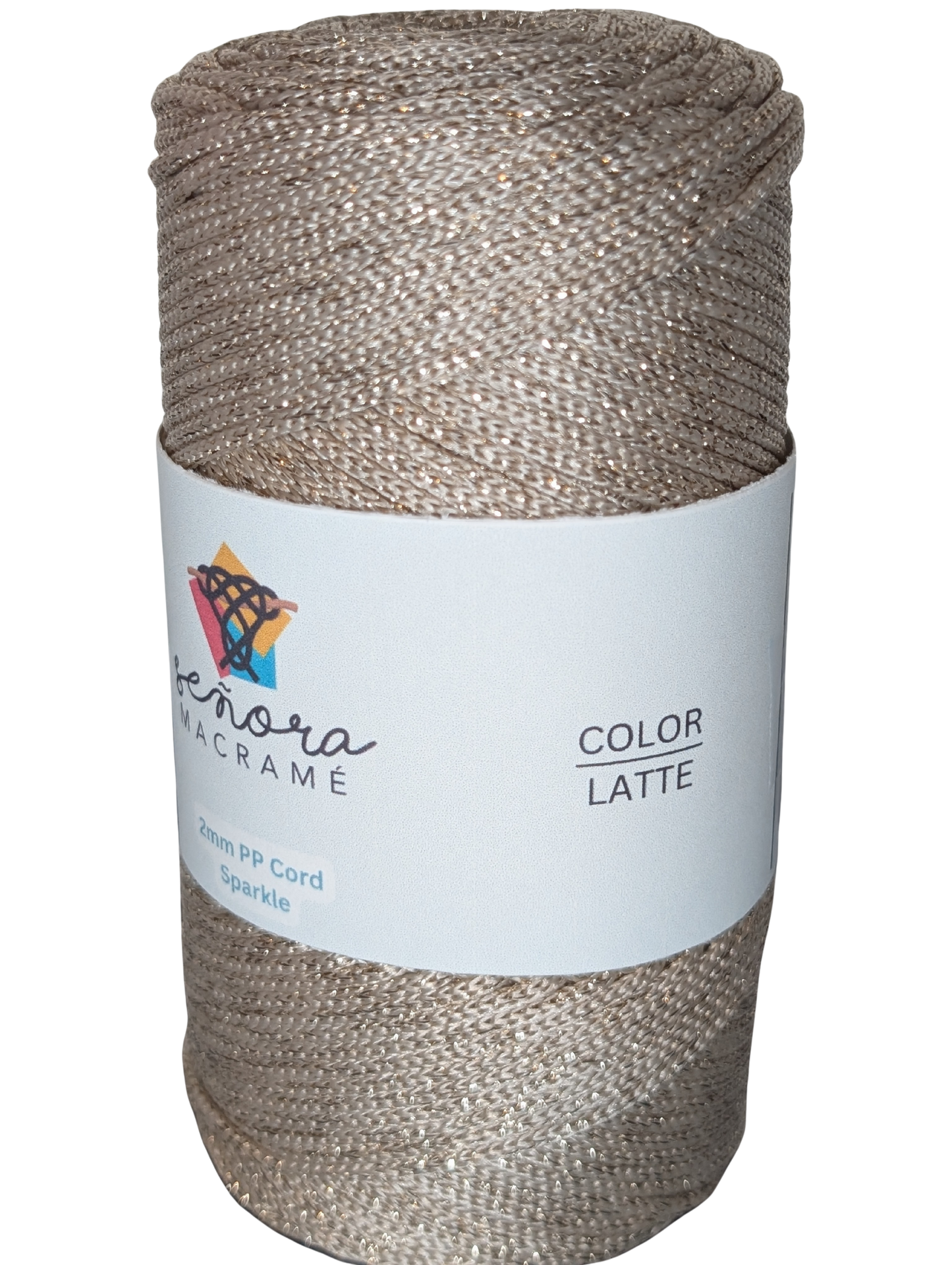 Hilo sintético con brillo 2mm Sparkle Latte