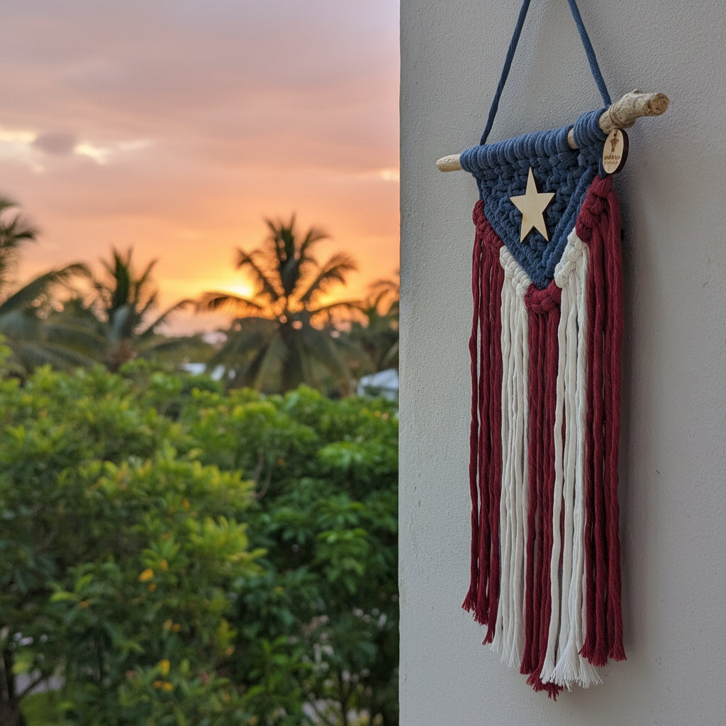 Video Tutorial de la Bandera de Puerto Rico en Macramé
