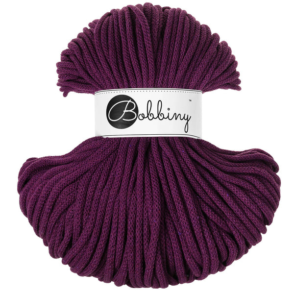 Hilo de macramé o crochet trenzado 5mm, Púrpura Berenjena, Aubergine, 108 yardas