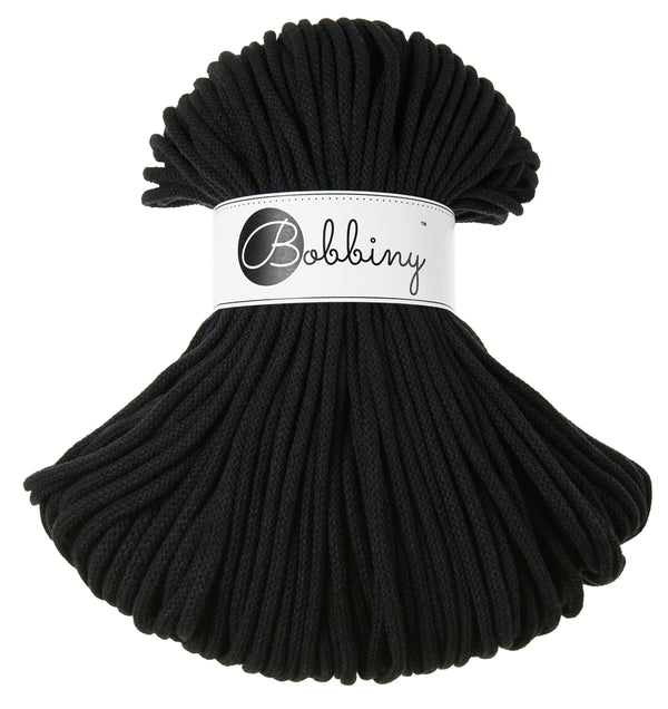 Macramé or braided crochet thread 5mm, Black, Black, 108 yards