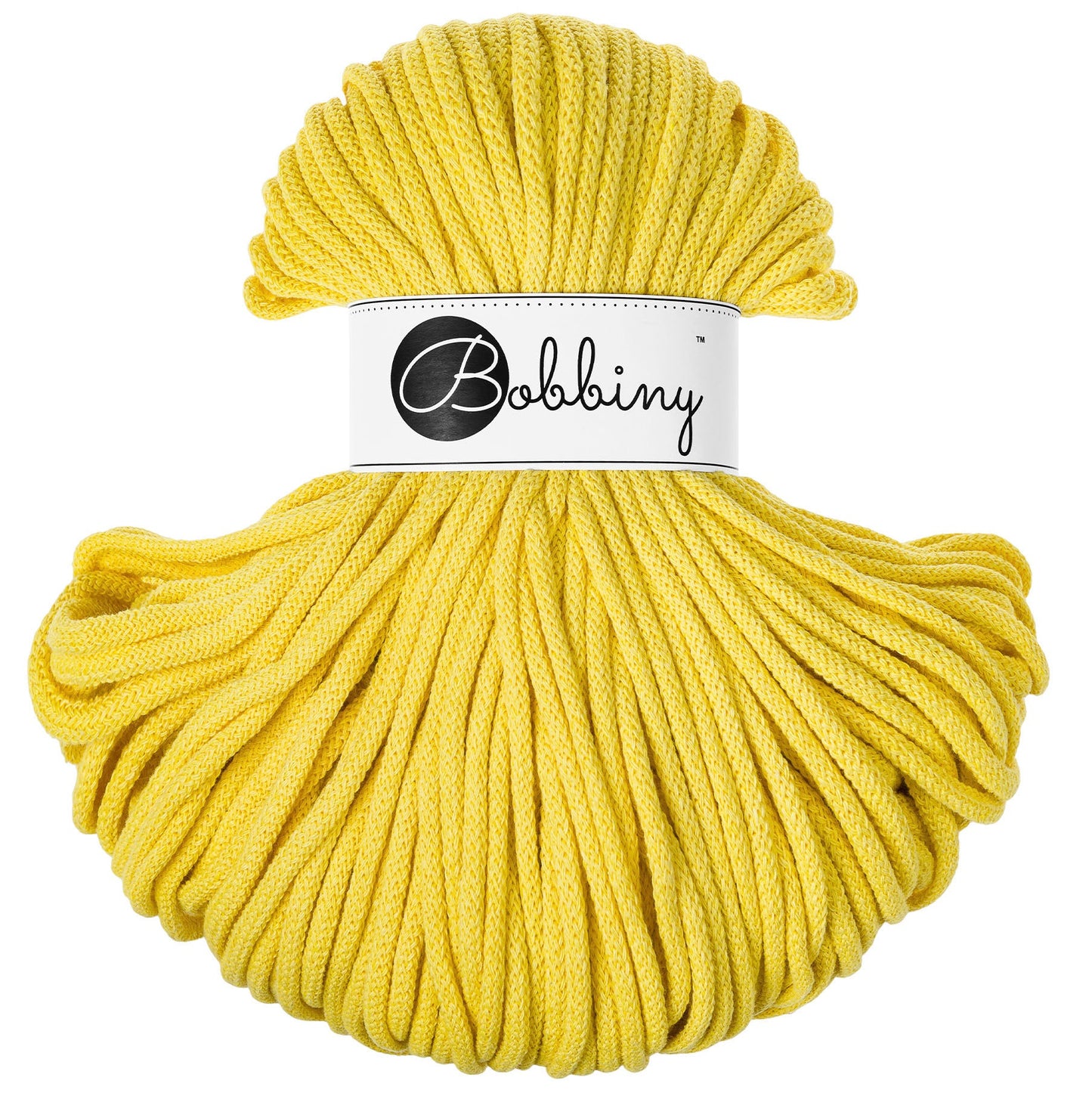 Braided macrame or crochet cord 5mm, Canary Yellow, Canary Yellow, 108 yards