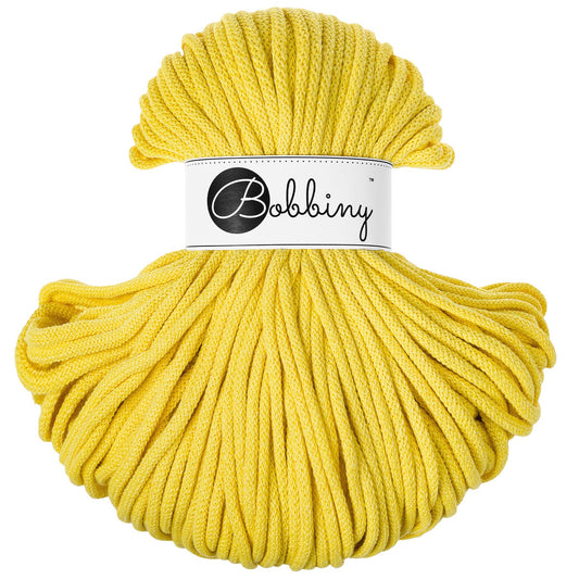 Hilo de macramé o crochet trenzado 5mm, Amarillo Canario, Canary Yellow, 108 yardas