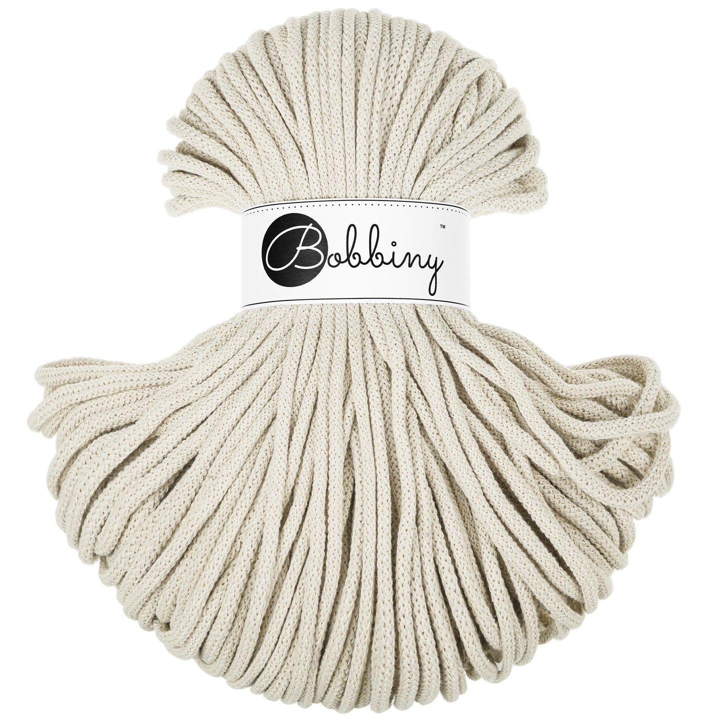 Hilo de macramé o crochet trenzado 5mm, Cachemira Beige, Cashmere Beige, 108 yardas