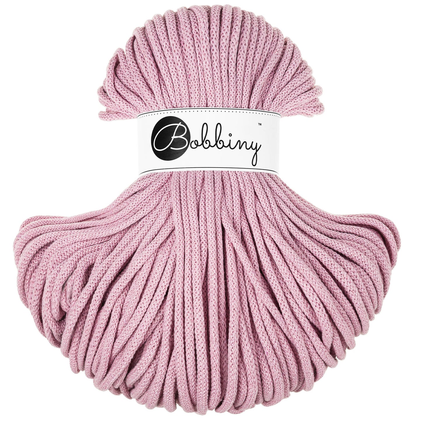 Hilo de macramé o crochet trenzado 5mm, Rosa Viejo, Dusty Rose, 108 yardas
