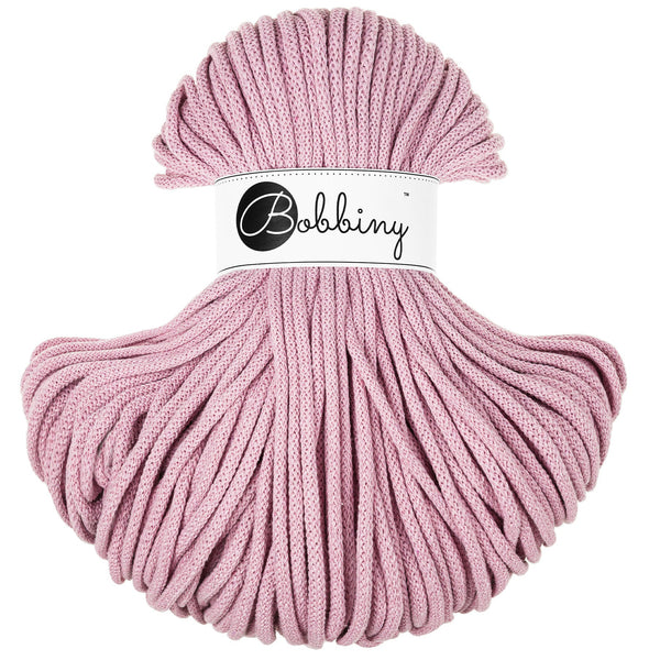Hilo de macramé o crochet trenzado 5mm, Rosa Viejo, Dusty Rose, 108 yardas