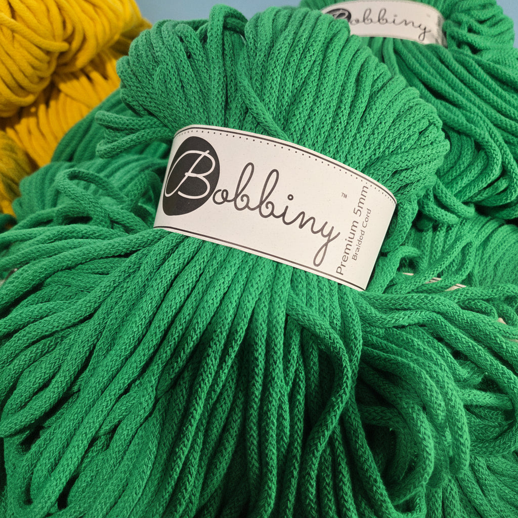 Hilo de macramé o crochet trenzado 5mm, Verde Jade, Jade Green, 108 yardas