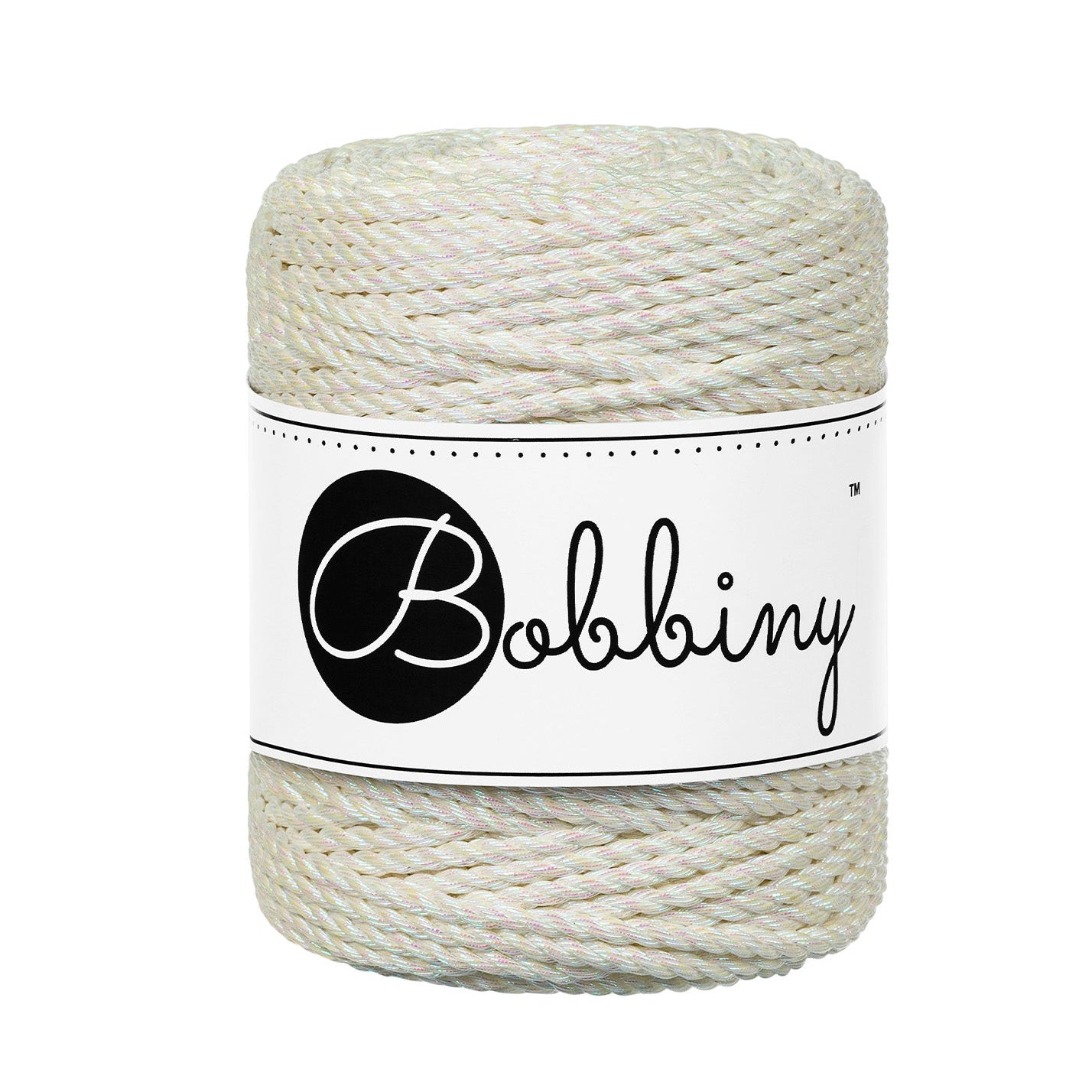 Twisted Macrame Cord, 3mm, Iridescent White, Moonstone, 164 feet