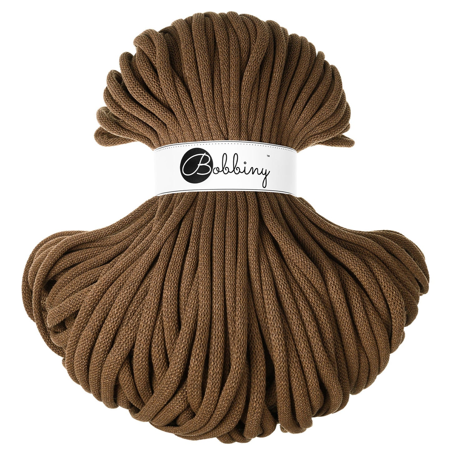 Hilo de macramé o crochet trenzado 9mm, Marrón Nuez, Nut Brown, 108 yardas