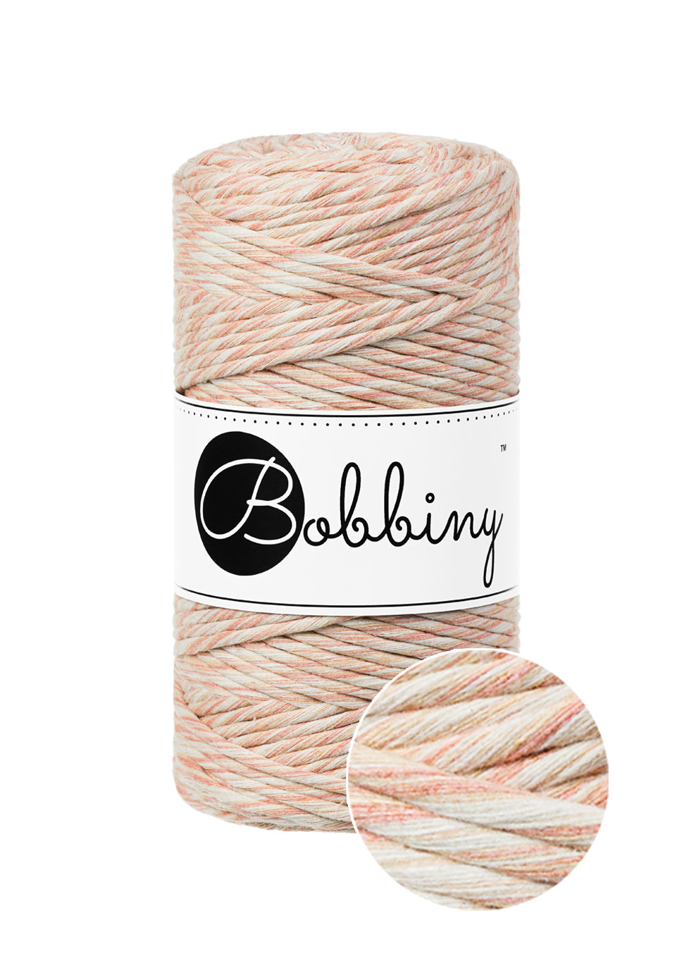 Macrame cord 3mm single strand Peach Shake