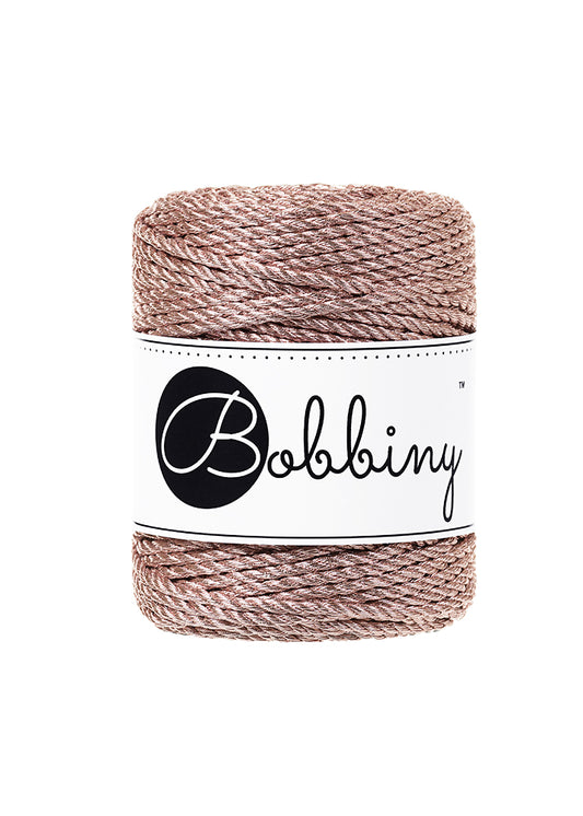 3Ply Metallic Macrame Rope 3mm Rose Gold