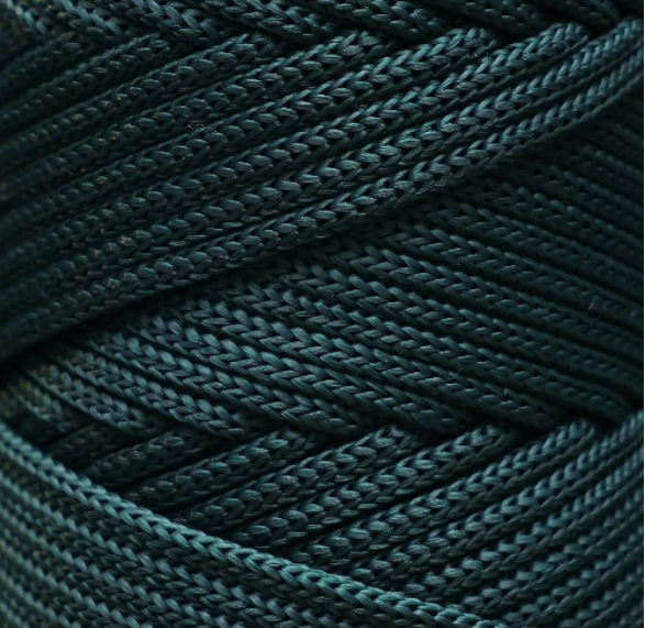 Hilo de macramé poliéster trenzado, 5mm, Verde Bosque, Forest Green, 104 yardas