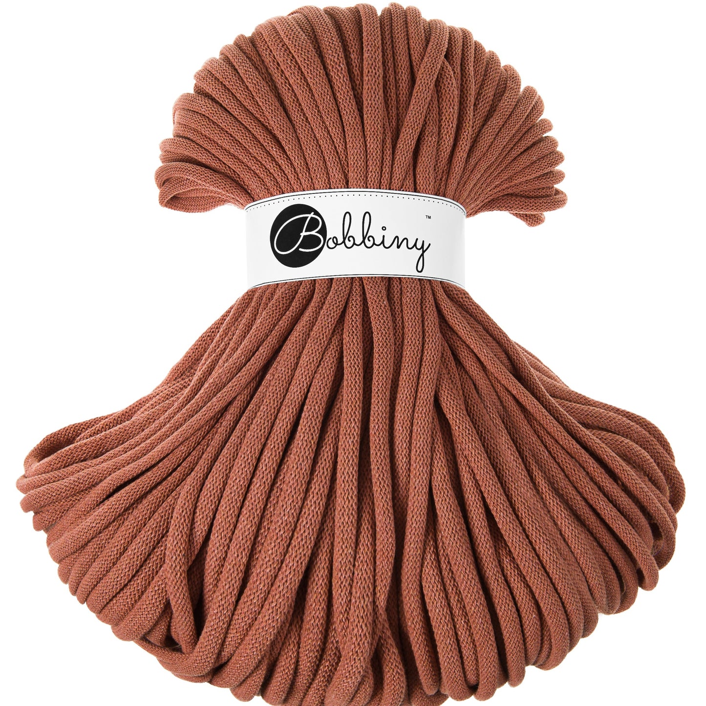 Hilo de macramé o crochet trenzado 9mm, Terracotta, 108 yardas