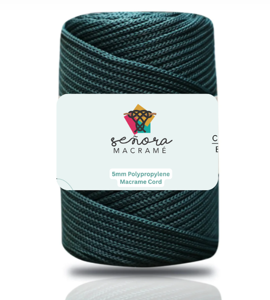 Hilo de macramé poliéster trenzado, 5mm, Verde Bosque, Forest Green, 104 yardas