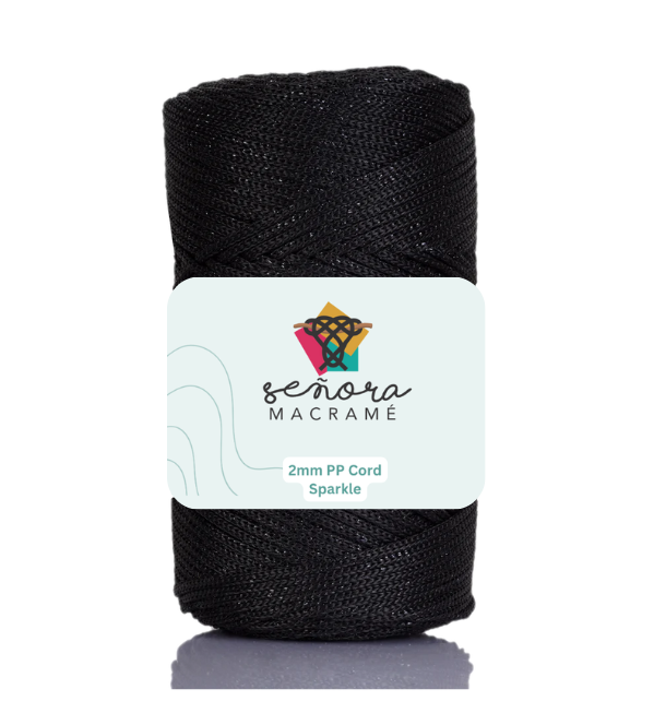 Hilo sintético con brillo 2mm Sparkle Black