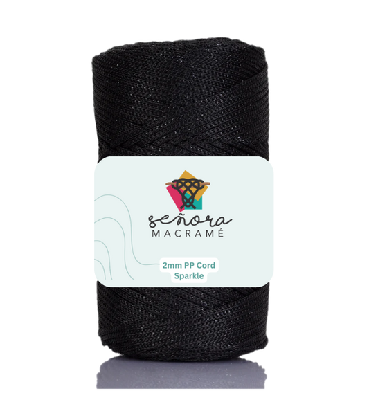 Hilo sintético con brillo 2mm Sparkle Black