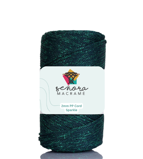 Hilo sintético con brillo 2mm Sparkle Forest Green