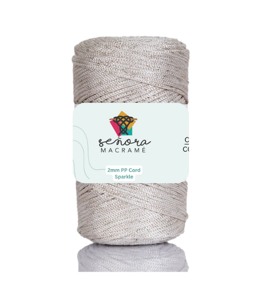 Hilo sintético con brillo 2mm Sparkle Ecru/Natural