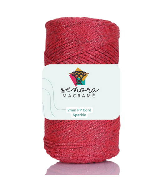 Hilo sintético con brillo 2mm Sparkle Red