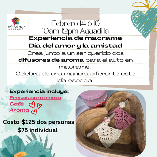 Taller Presencial de Macramé - Día del amor y la amistad - Difusores de olor