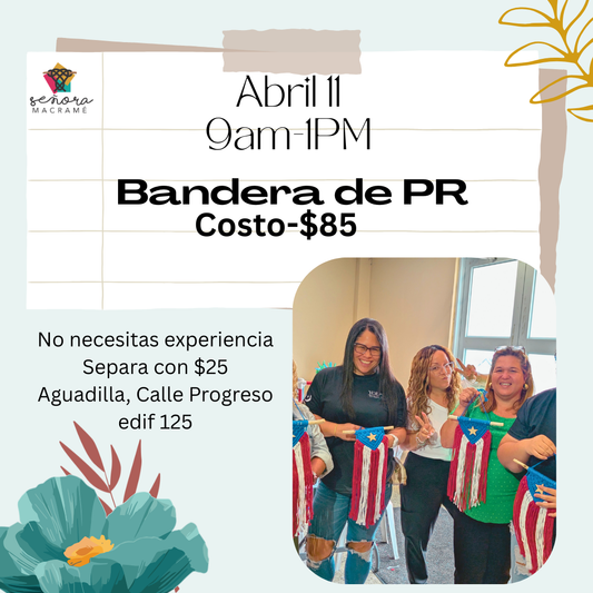 Taller presencial de macramé-Bandera de Puerto Rico