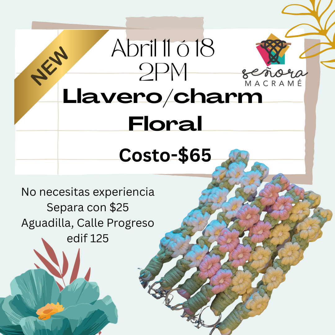 Taller presencial de macramé - Llavero Floral en macramé