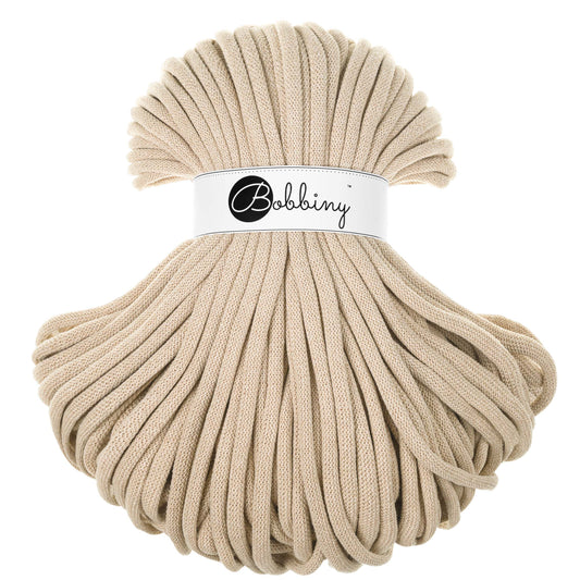 Braided macramé or crochet cord 9mm, Warm Cream, Warm Beige, 108 yards