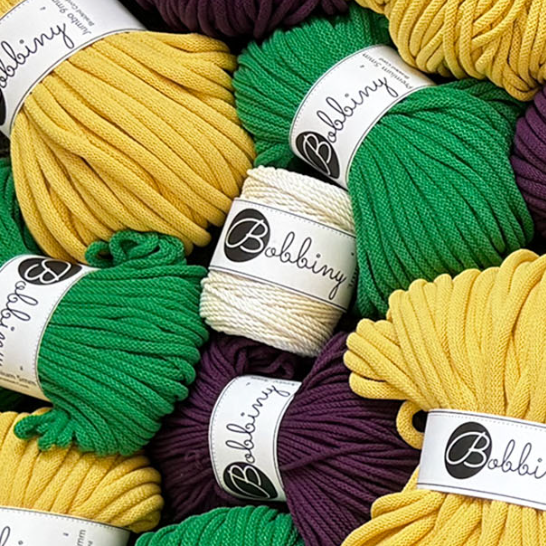 Hilo de macramé o crochet trenzado 5mm, Amarillo Canario, Canary Yellow, 108 yardas