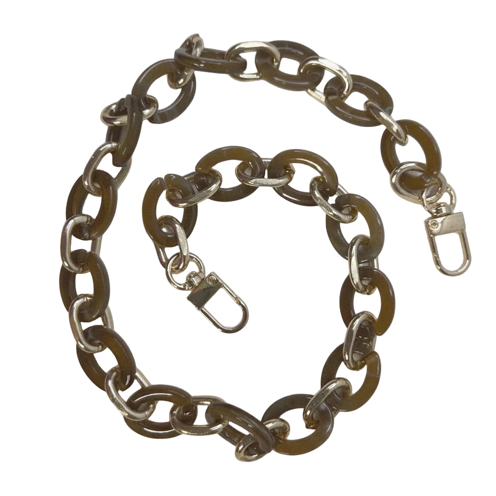 Cadena para carteras en acrílico con detalles dorados, 23-24 pulgadas