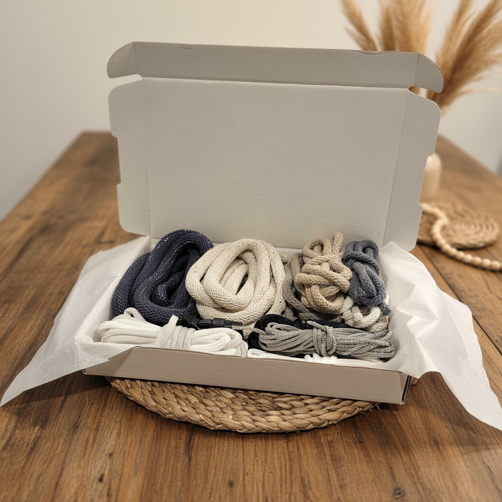 Caja sorpresa de hilos de macramé para piezas pequeñas como collares, llaveros y aretes