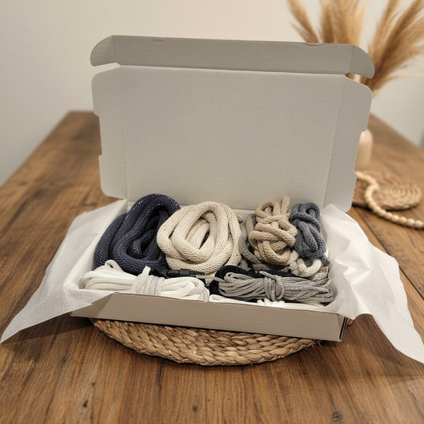Macrame yarn surprise box for small pieces such as necklaces, keychains, and earrings (600+ inches of yarn)