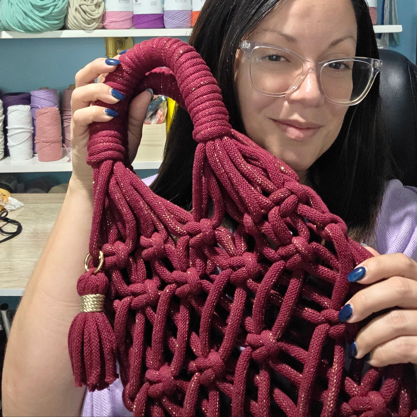 Video tutorial cartera jumbo usando hilos 9mm en macramé